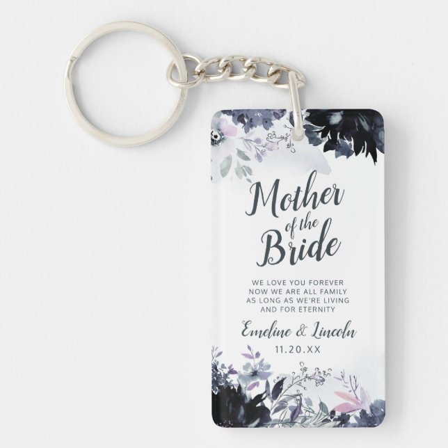 Nocturnal Floral To the Mother of the Bride Quote Key Ring (Front)