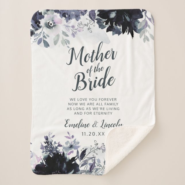 Nocturnal Floral To the Mother of the Bride Quote Sherpa Blanket (Front)