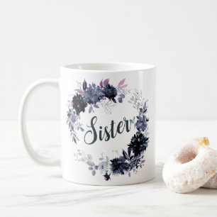 Nocturnal Floral Watercolor Wreath Chic Sister Coffee Mug