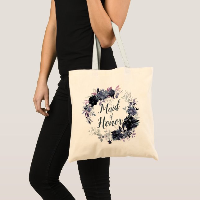 Nocturnal Floral Wreath Maid of Honour Tote Bag (Front (Product))