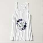 Nocturnal Floral Wreath Mother of the Groom Singlet<br><div class="desc">Nocturnal Floral Watercolor Lush Flower Design with Hand Painted Stems, Vines, Leaves, Foliage. Colourful Navy blue, Dusty blue, Dark almost Black Grey, and hints of Mauve pink. With Hand Drawn Line elements, Swirly Chic Hand Lettered Brush Script Fonts and Elegant Floral Wreath - Mother of the Groom Shirt! ~ Check...</div>