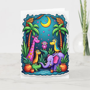Nocturnal Jungle Birthday Card