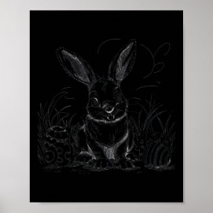 Nocturnal Rabbit Sketch Easter Men Women Youth Eas Poster
