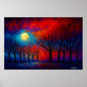 Nocturne in Crimson and Cobalt Poster
