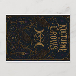Nocturne of Crows Gothic Mystical Raven with Celes Holiday Postcard
