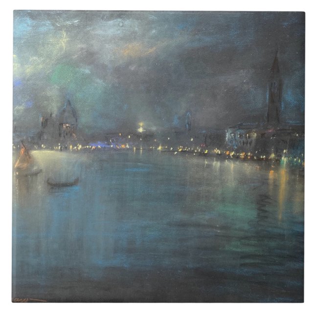 Nocturne of Venice (by Glenn Cooper Henshaw) Tile (Front)