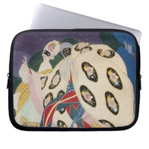 NOCTURNE WITH MASKS / Art Deco Venetian Masquerade Laptop Sleeve