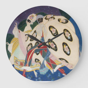 NOCTURNE WITH MASKS / Art Deco Venetian Masquerade Large Clock