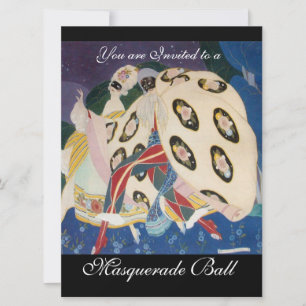 NOCTURNE WITH MASKS ,MARDI GRAS MASQUERADE BALL INVITATION