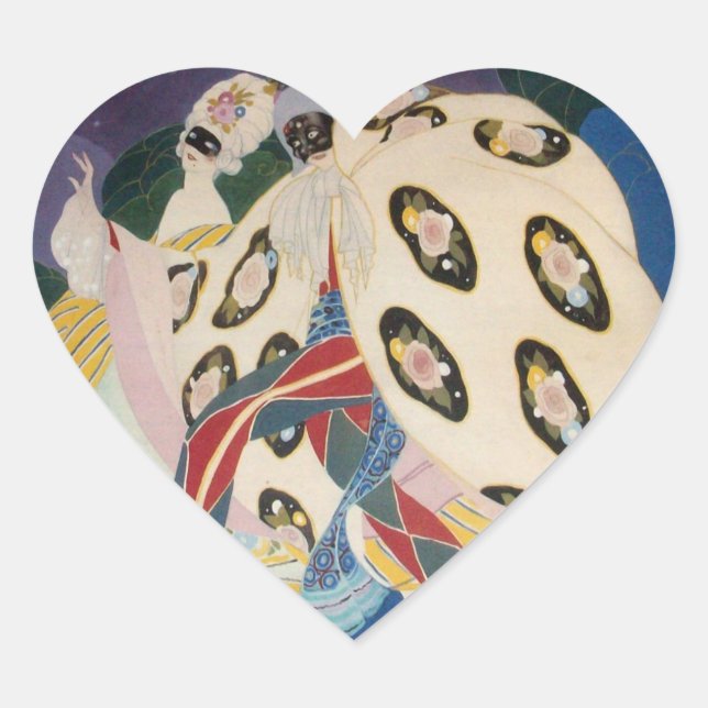 NOCTURNE WITH MASKS / Venetian Masquerade Heart Heart Sticker (Front)