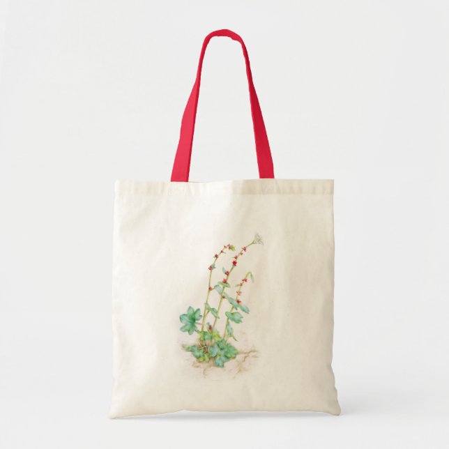 Nodding saxifrage plant watercolor tote bag (Front)