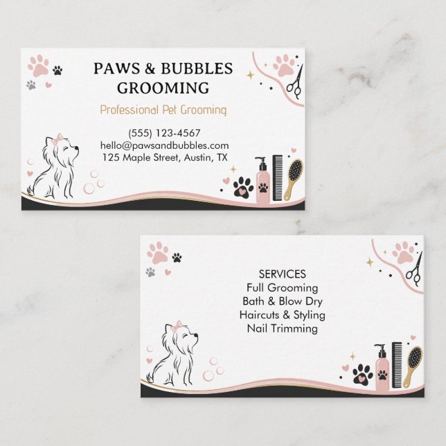 Ñodern Pet Grooming Personalised Business Card  (Front/Back)