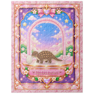 Nodosaurus Dinosaur, Kawaii Art Jigsaw Puzzle