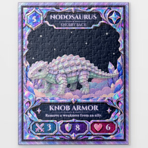 Nodosaurus Dinosaur, Rainbow Foil Art Jigsaw Puzzle