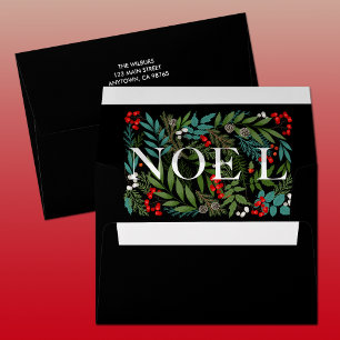 NOEL and Greenery Black Envelope
