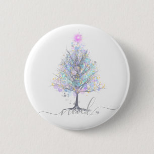 Noel artistic christmas with pastel lights 6 cm round badge