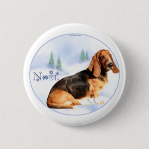 Noel Basset Hound Button