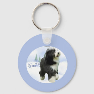 Noel Bearded Collie Key Ring