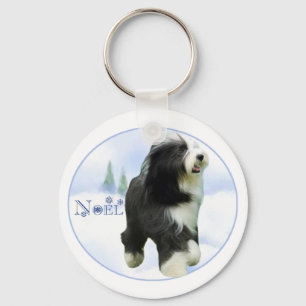 Noel Bearded Collie Key Ring