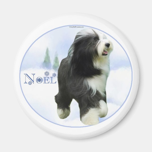 Noel Bearded Collie Magnet (Front)