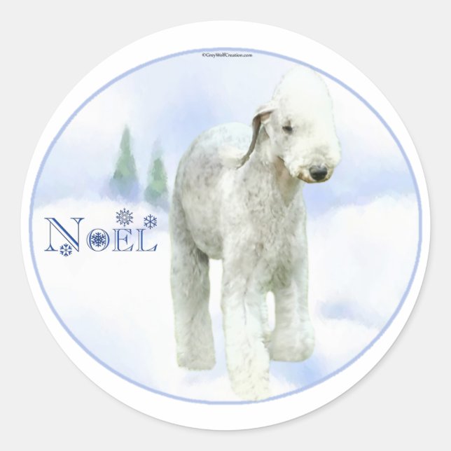 Noel Bedlington Terrier Classic Round Sticker (Front)