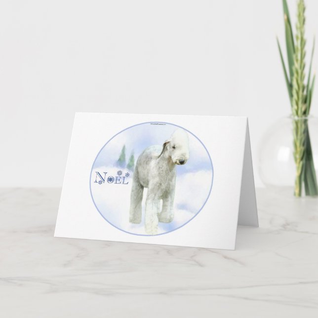 Noel Bedlington Terrier Holiday Card (Front)