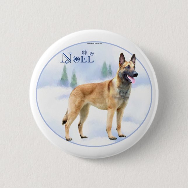 Noel Belgian Malinois 6 Cm Round Badge (Front)