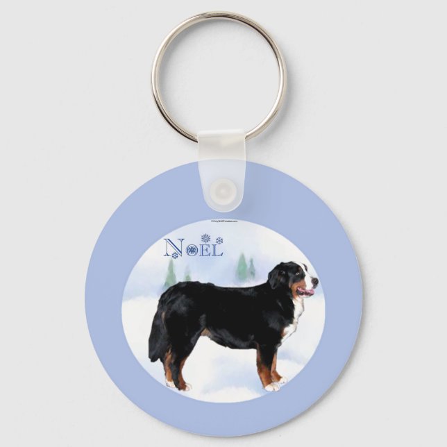 Noel Bernese Mountain Dog Key Ring (Front)