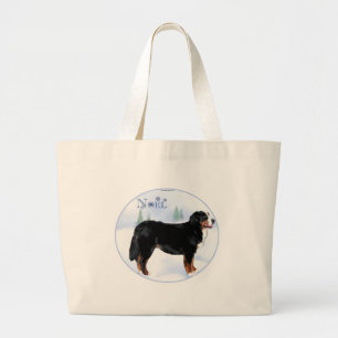 Noel Bernese Mountain Dog Large Tote Bag