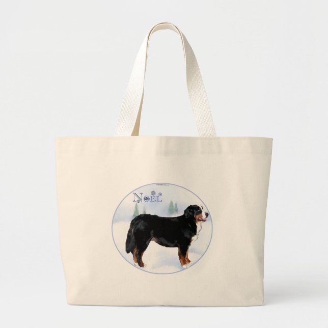 Noel Bernese Mountain Dog Large Tote Bag (Front)