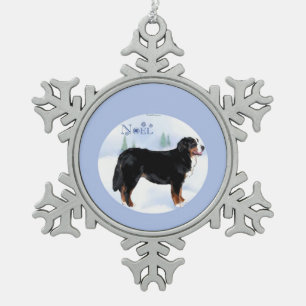 Noel Bernese Mountain Dog Snowflake Pewter Christmas Ornament