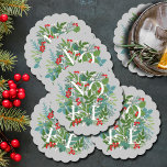 NOEL Berries and Greenery Christmas Paper Coaster<br><div class="desc">The word NOEL among winter leaves and berries on a grey background (or any colour),  these paper coasters are elegant for any holiday Christmas occasion. MATCHING items in our store.</div>
