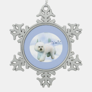 Noel Bichon Frise Snowflake Pewter Christmas Ornament