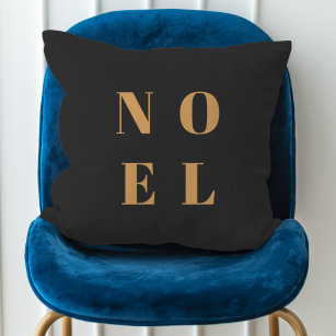 Noel Black and Gold   Trendy Stylish Christmas Cushion