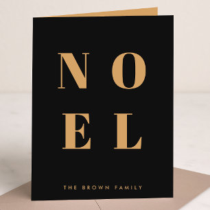 Noel Black and Gold Trendy Stylish Christmas Holiday Card