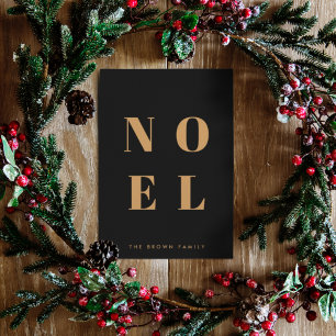 Noel Black and Gold Trendy Stylish Christmas Holiday Card