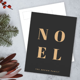 Noel Black and Gold Trendy Stylish Christmas Holiday Postcard
