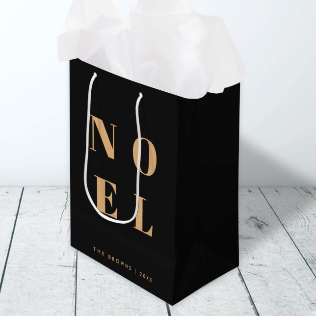 Noel Black and Gold | Trendy Stylish Christmas Medium Gift Bag (Creator Uploaded)