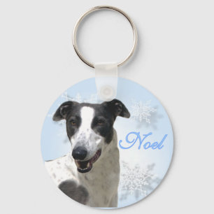 Noel Black & White Greyhound Keychain