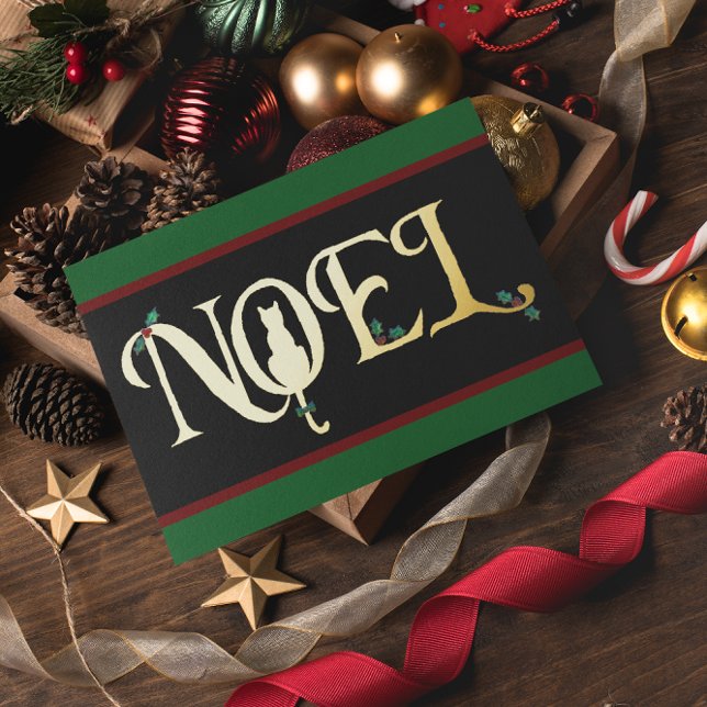 Noel Cat Christmas Foil Holiday Card (Creator Uploaded)