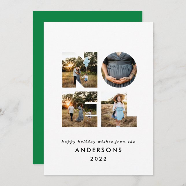 Noel Christmas bold modern 4 photo simple Holiday (Front/Back)