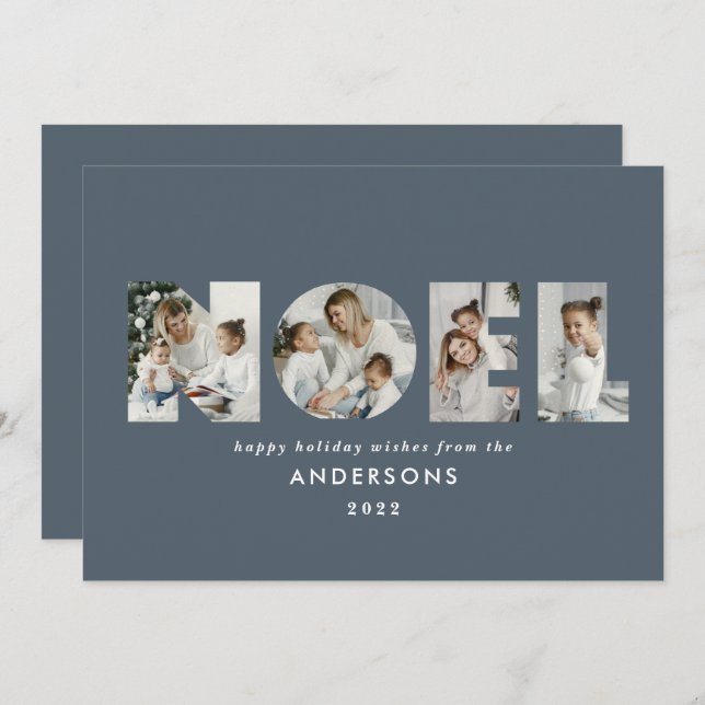 Noel Christmas bold modern 4 photo simple Holiday (Front/Back)