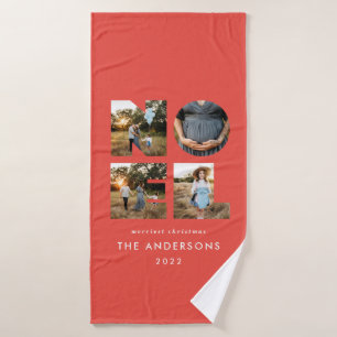 Noel Christmas bold modern 4 photo simple Holiday  Bath Towel