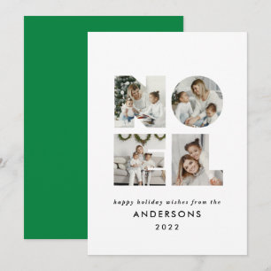 Noel Christmas bold modern 4 photo simple Holiday Card