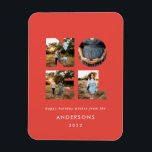 Noel Christmas bold modern 4 photo simple Holiday  Magnet<br><div class="desc">Colourful bright fun Noel Christmas typography 4 photo holiday design. Red,  green,  navy blue,  black and pink colorways available.</div>