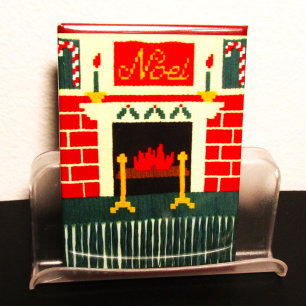 Noel Christmas Fireplace Artisan Crochet Print Magnet