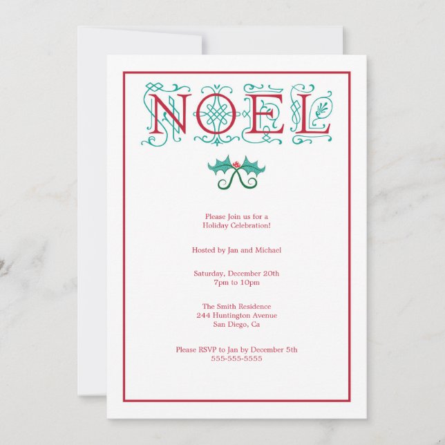 Noel Christmas Party Holiday Invitation (Front)