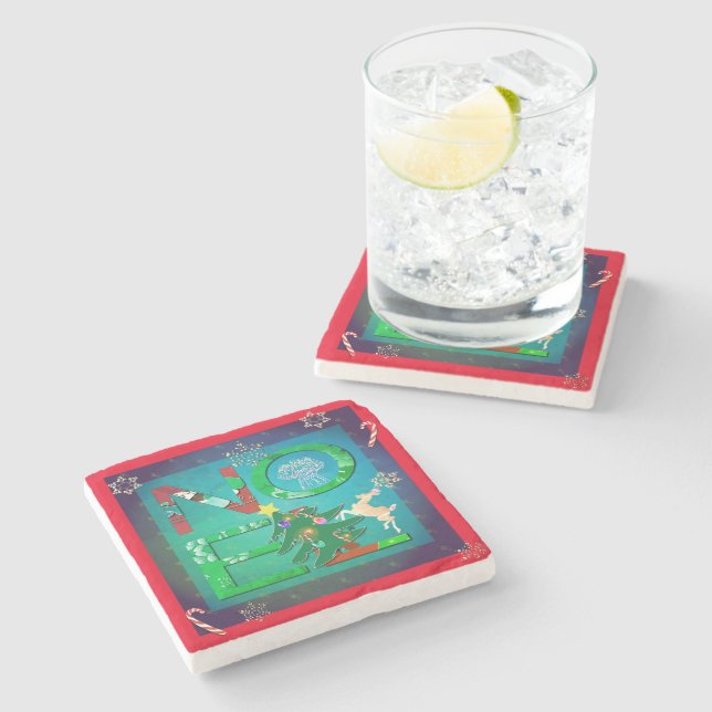 Noel Christmas Stone Coaster (Side)
