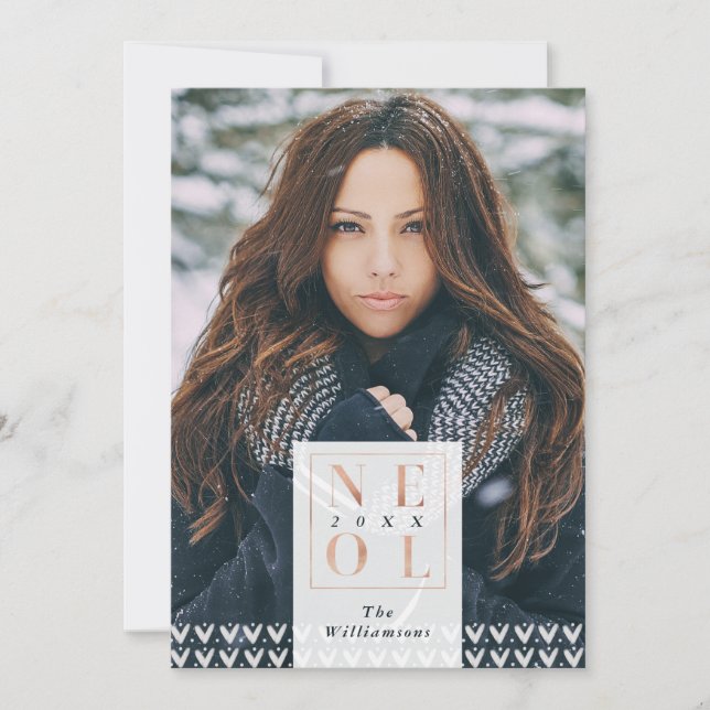 Noel Christmas Trendy Minimalistic Sweater | Photo Holiday Card (Front)