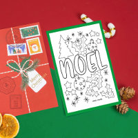 Noel Coloring Page Christmas w/Signature Line